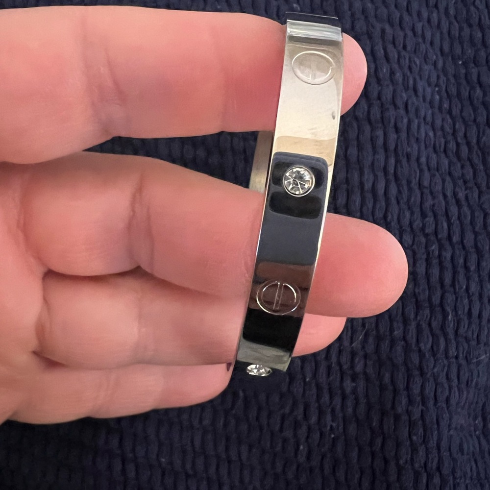 Silver Tone Solid Stainless Cuff - image 1